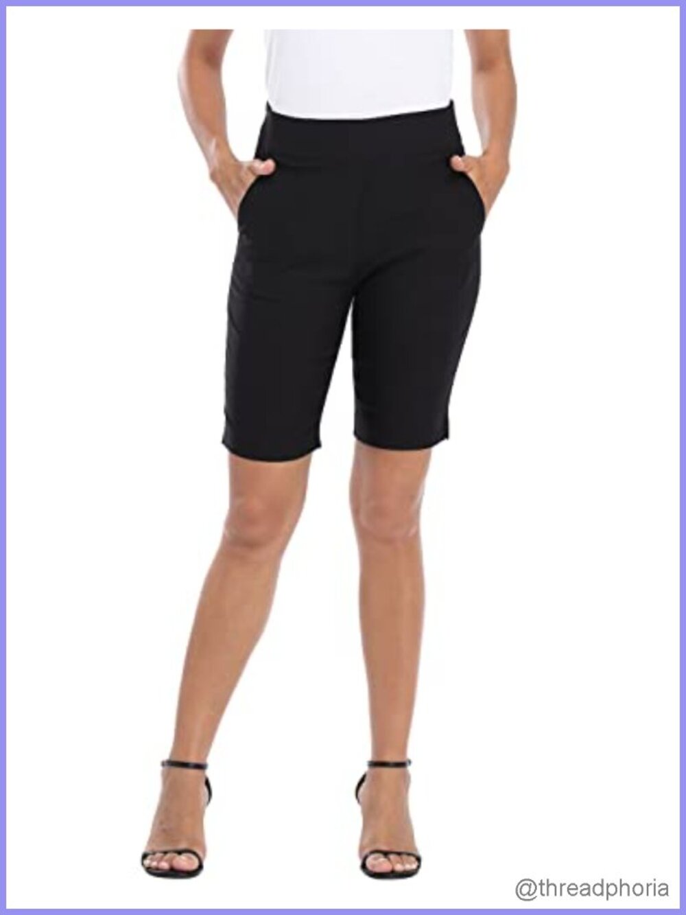 Women's Pull On Bermuda Shorts 10 Inch Inseam with Pockets